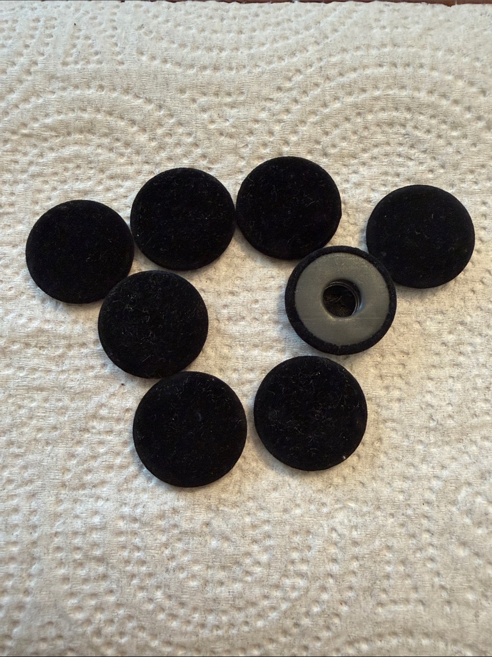 Set of 8 Black Velvet Covered Buttons - LARGE